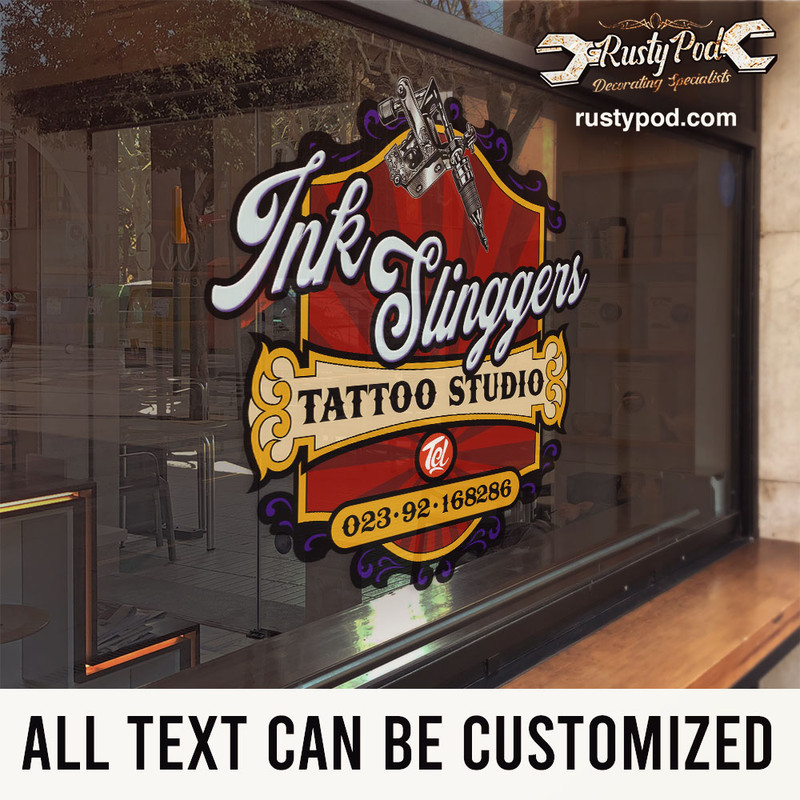 personalized tattoo studio sign writing sticker 10893